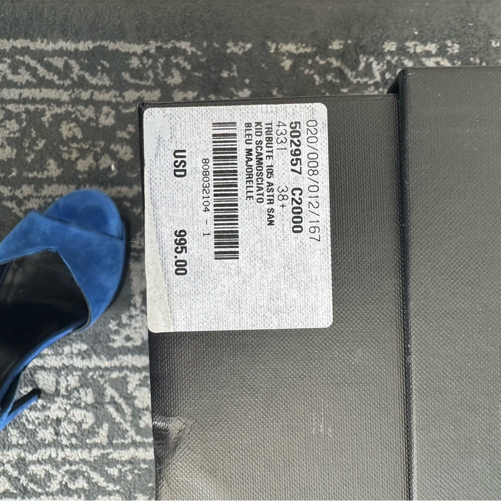 ***AUTHENTIC*** Saint Laurent Tribute 105 Blue Majorelle Suede sandals - Picture 6 of 9